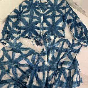 Cara Cara Blue and White Skirt Set Size Small